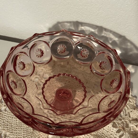 Vintage HUGE L.E. Smith Moon and Stars Tall Covered Compote – 12.875" PINK - Picture 4 of 10